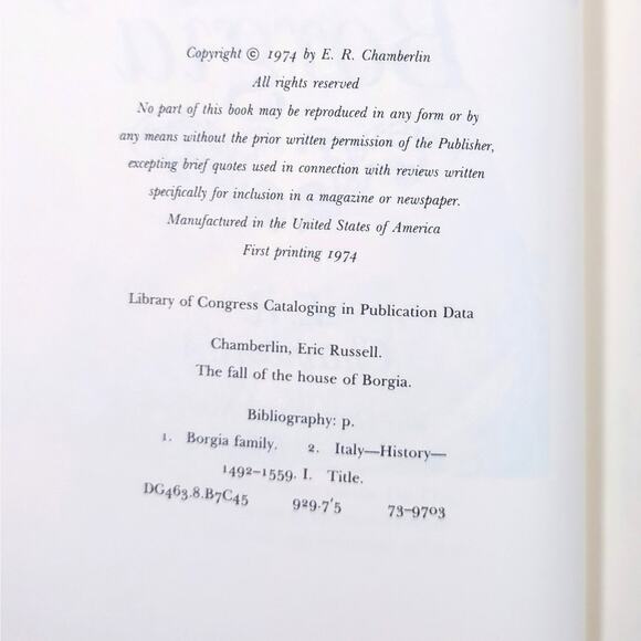 1st Edition The Fall of the House of Borgia by E. R. Chamberlin 1974 Illustrated - Picture 7 of 8